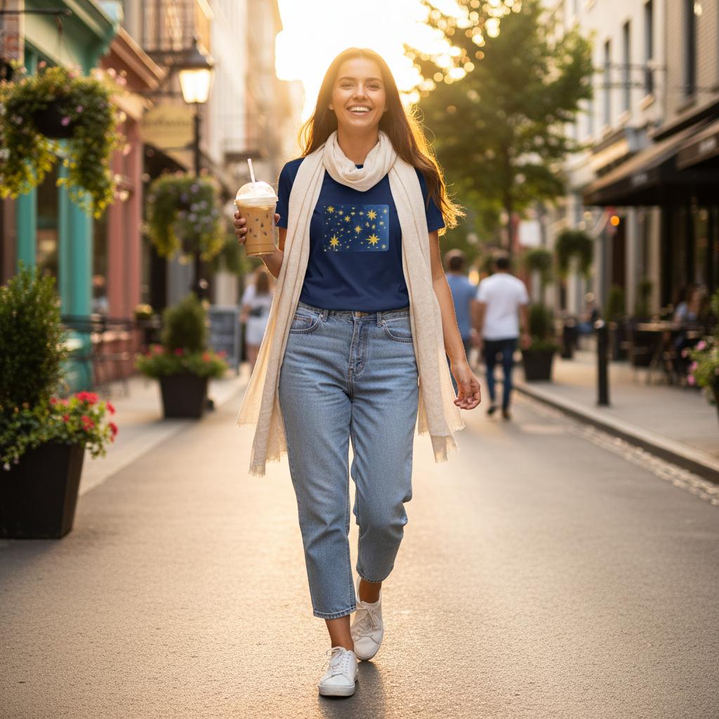 Women's relaxed fit t-shirt Bella Canvas 6400 with handpainted art design
