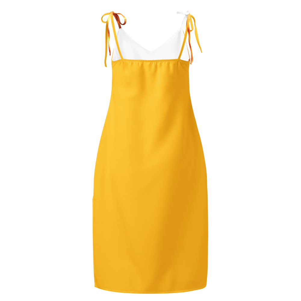 Tie-strap midi dress with printed handpainted artwork - back view
