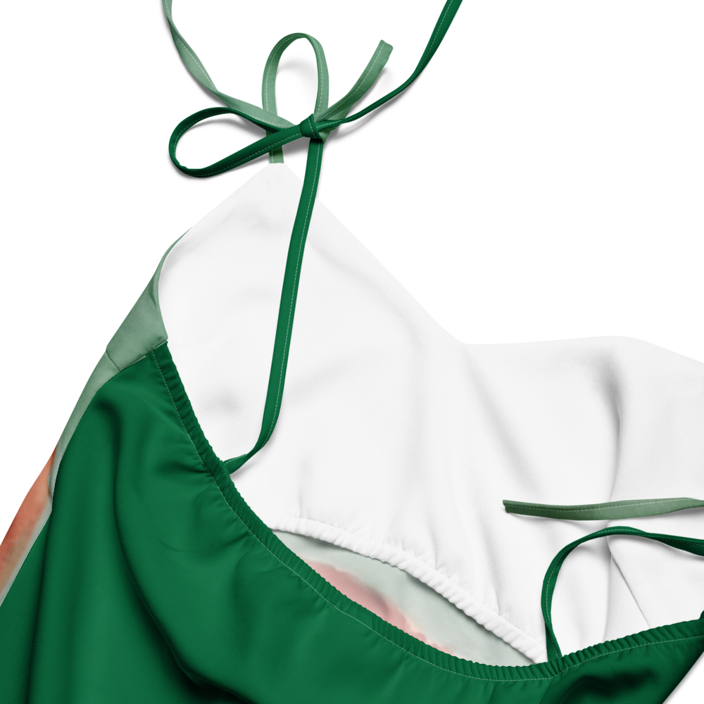 Tie-strap midi dress with printed handpainted artwork - product details and sizing
