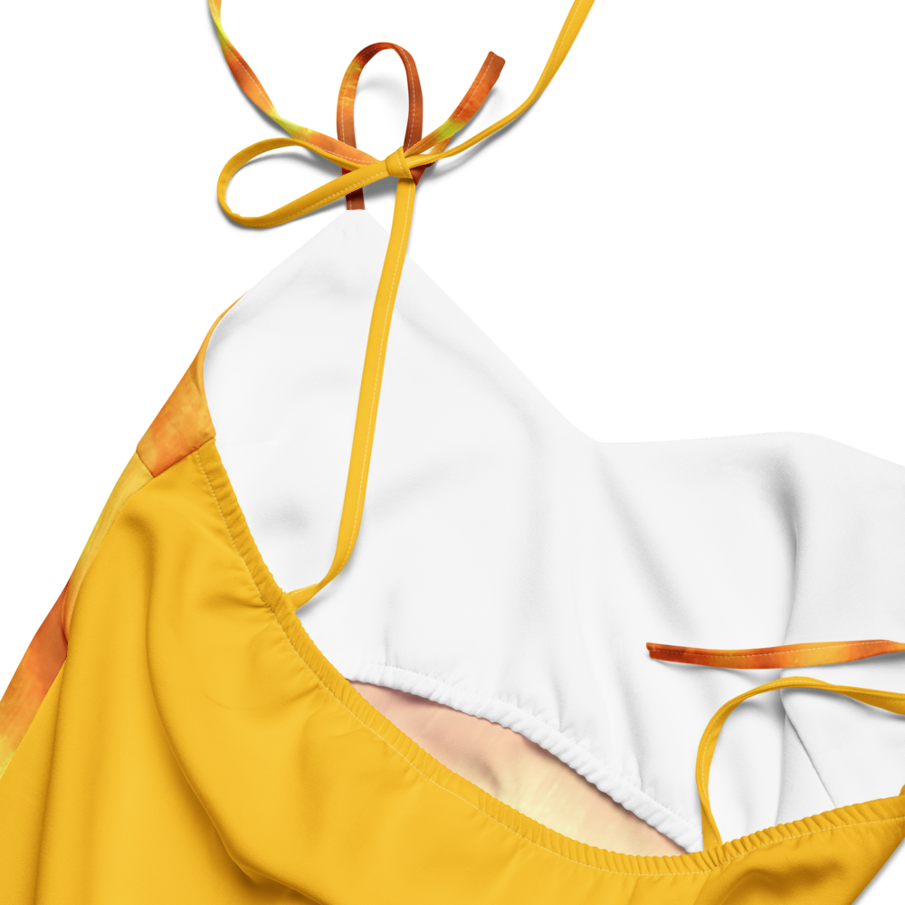 Tie-strap midi dress with printed handpainted artwork - product details and sizing
