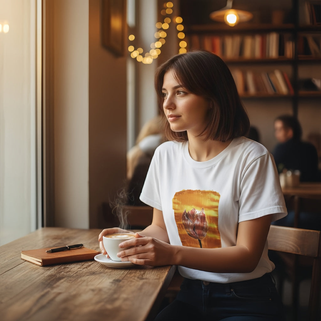 Autumn Walk Heavyweight Tee | Unisex with Printed Handpainted Art - M.P.Art