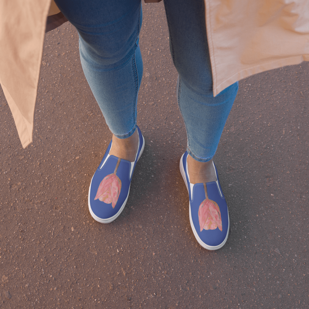 Azure Bloom | Canvas Slip - On Shoes - M.P.Art