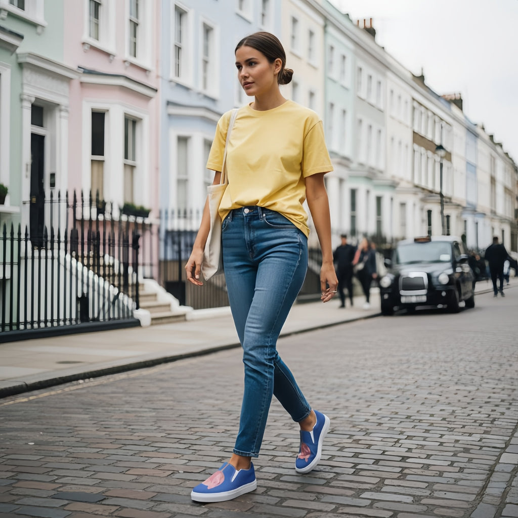 Azure Bloom | Canvas Slip - On Shoes - M.P.Art