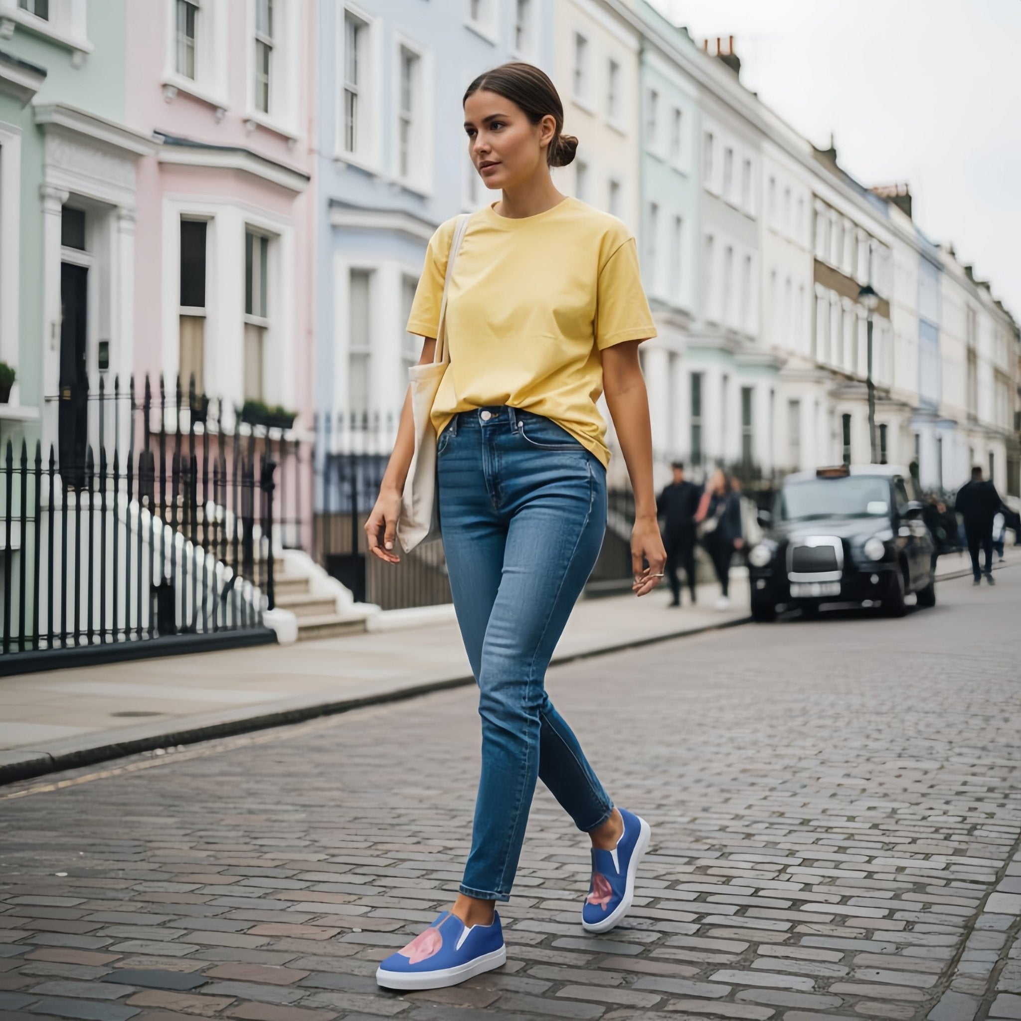 Azure Bloom | Canvas Slip - On Shoes - M.P.Art