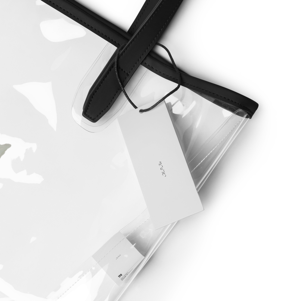 Clear tote bag - product details and sizing
