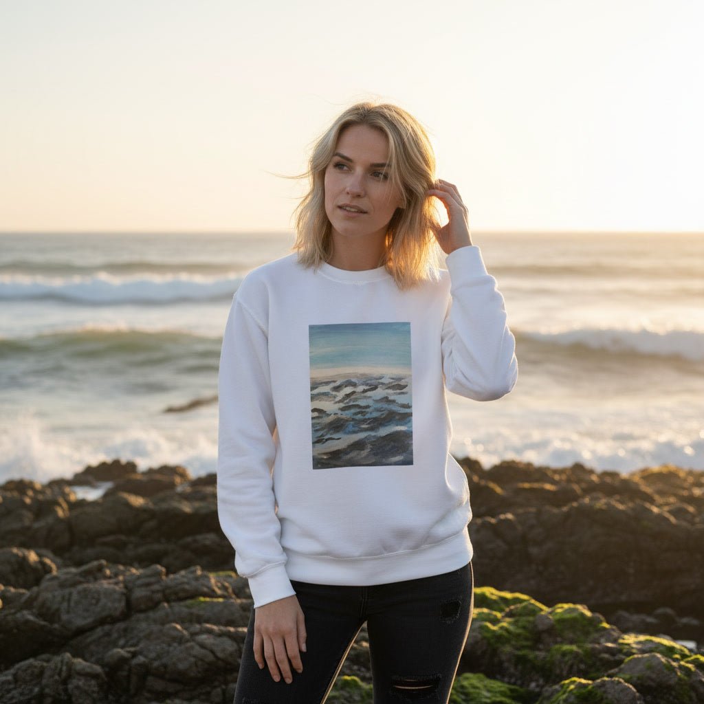 Coastal Serenity Premium Sweatshirt | Unisex Printed Handpainted Art - M.P.Art