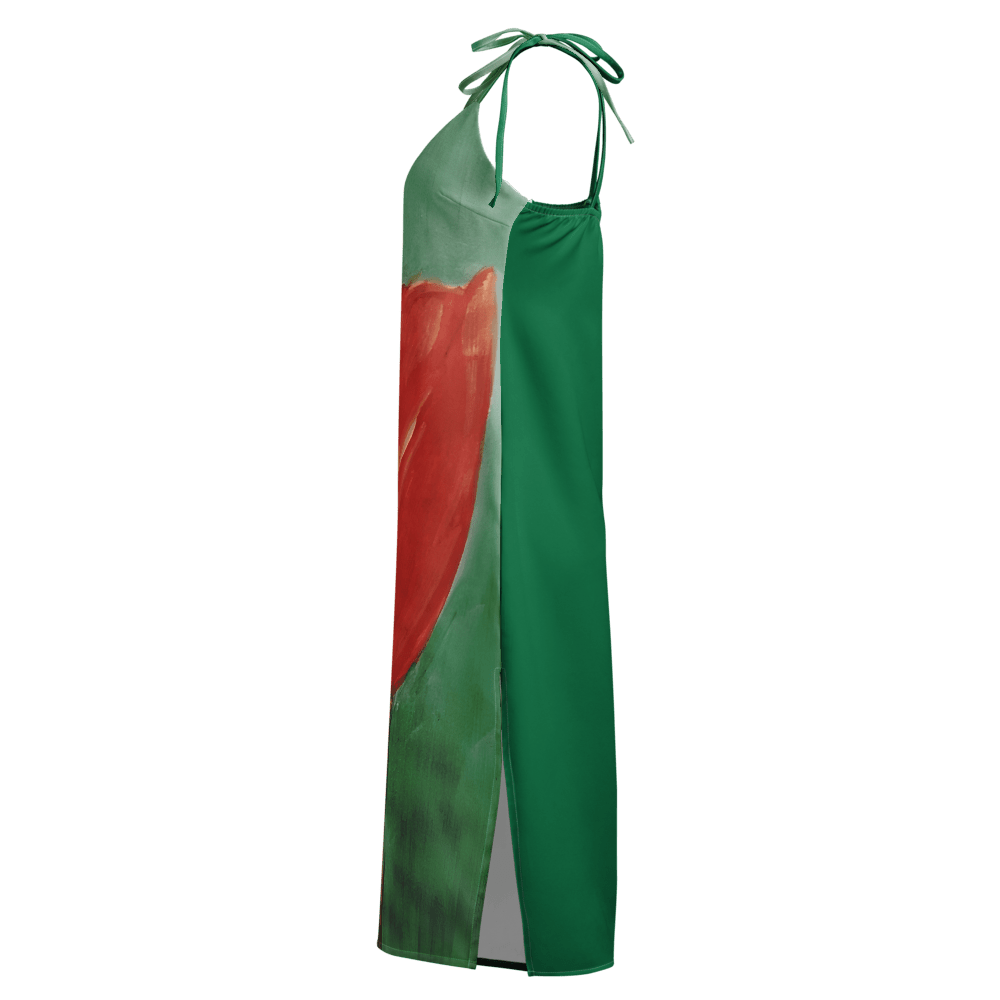 Emerald Garden | Tie - Strap Midi Dress - M.P.Art