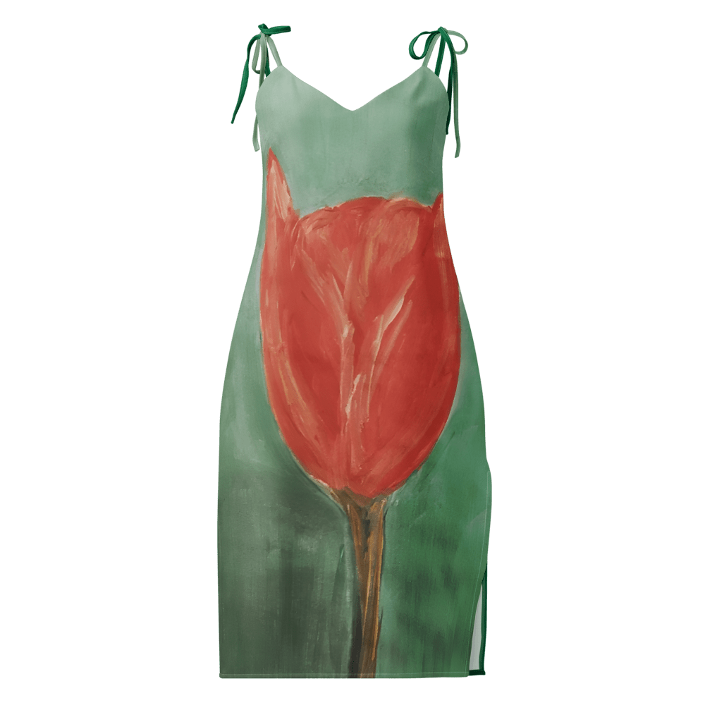 Emerald Garden | Tie - Strap Midi Dress - M.P.Art