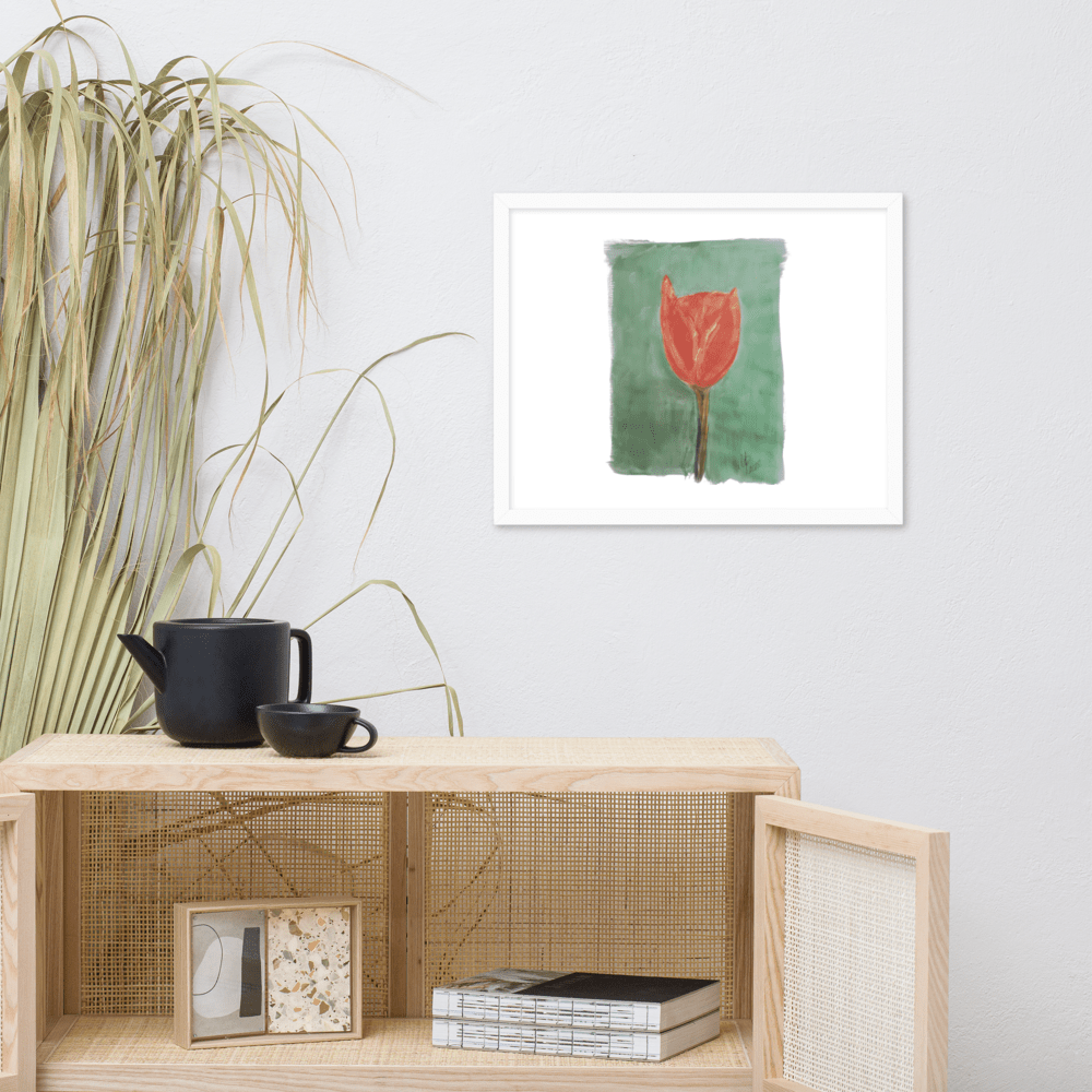 Emerald Tulip Framed Poster | Black Frame | Photo Paper - M.P.Art