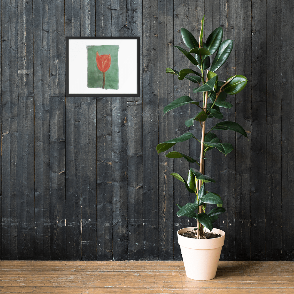Emerald Tulip Framed Poster | Black Frame | Photo Paper - M.P.Art