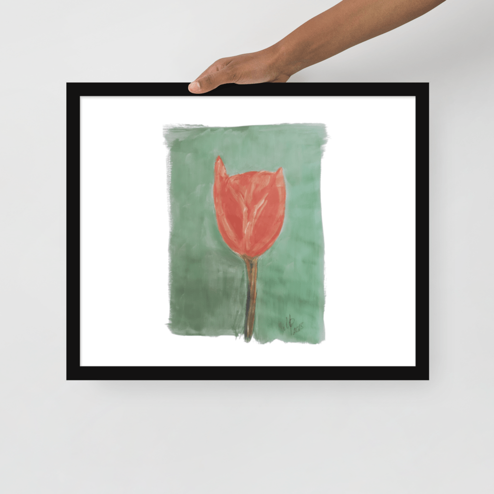 Emerald Tulip Framed Poster | Black Frame | Photo Paper - M.P.Art