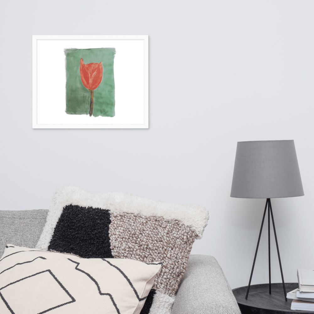 Emerald Tulip Framed Poster | Black Frame | Photo Paper - M.P.Art