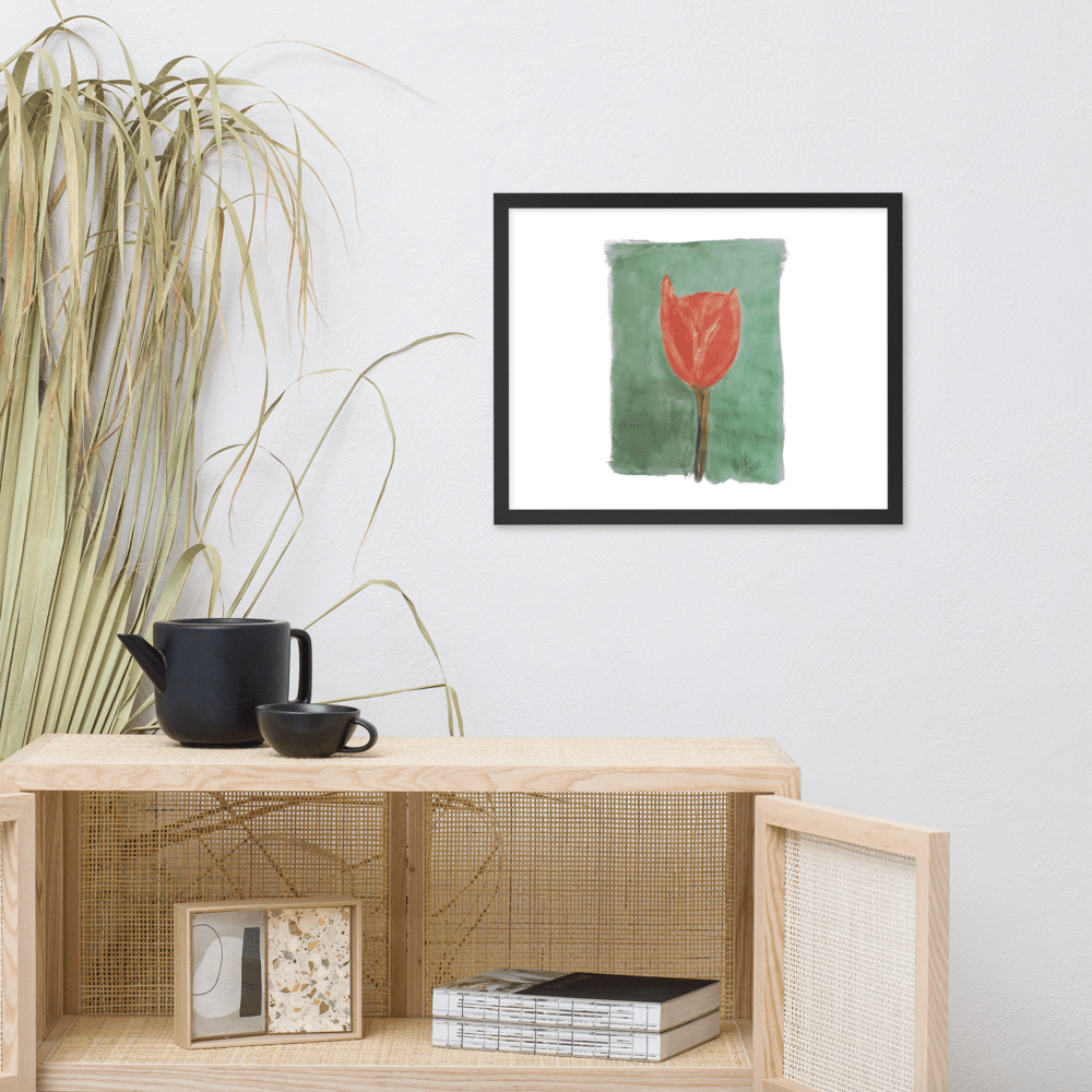 Emerald Tulip Framed Poster | Black Frame | Photo Paper - M.P.Art