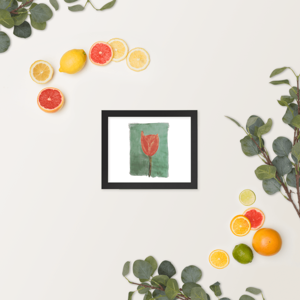 Emerald Tulip Framed Poster | Black Frame | Photo Paper - M.P.Art
