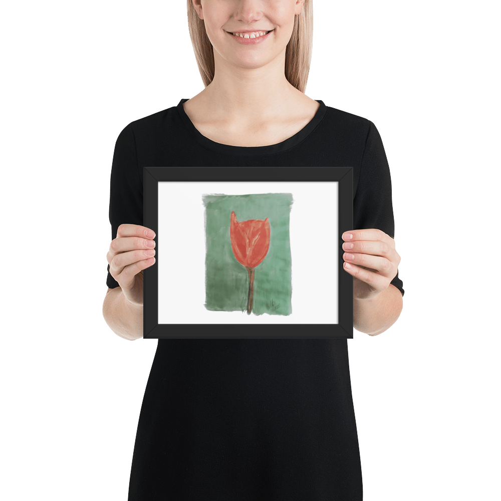Emerald Tulip Framed Poster | Black Frame | Photo Paper - M.P.Art
