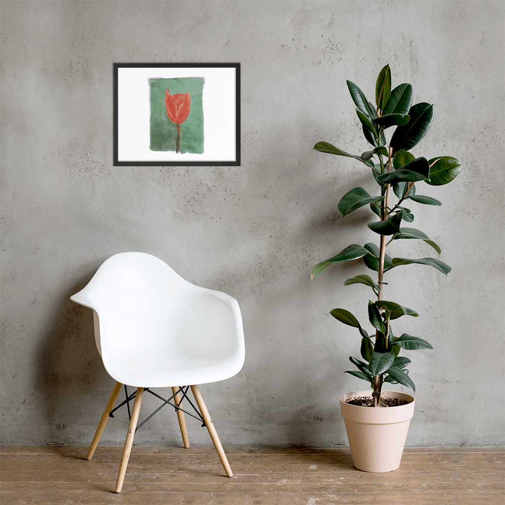 Emerald Tulip Framed Poster | Black Frame | Photo Paper - M.P.Art