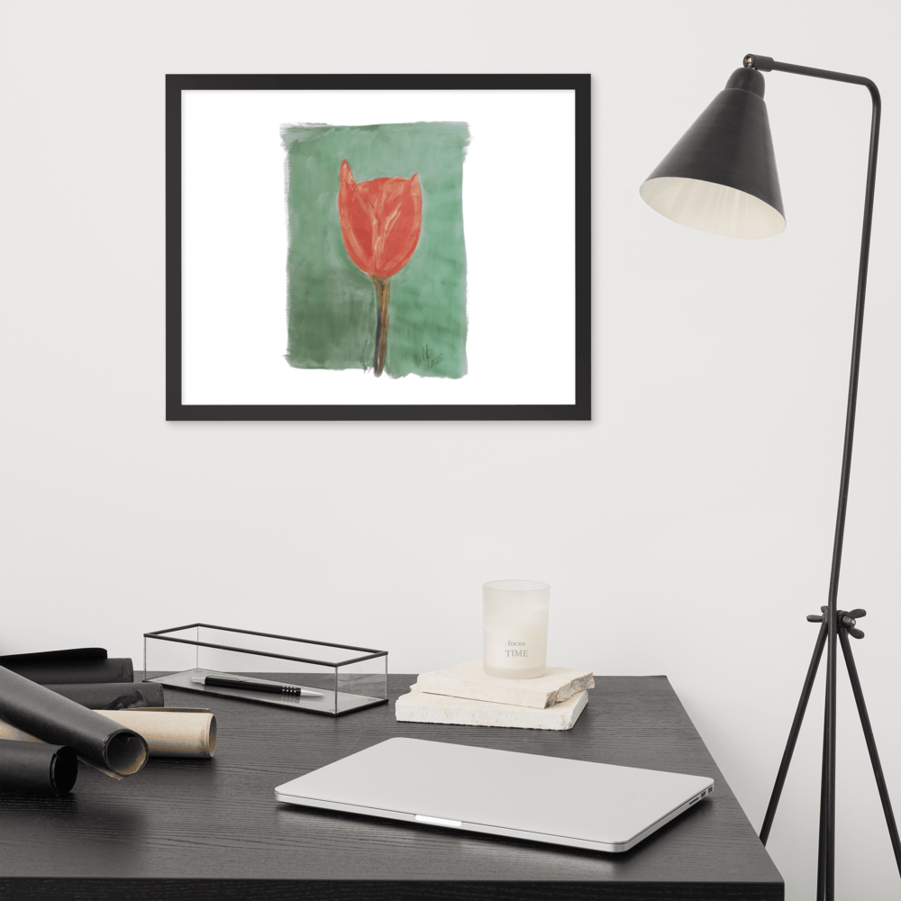 Emerald Tulip Framed Poster | Black Frame | Photo Paper - M.P.Art
