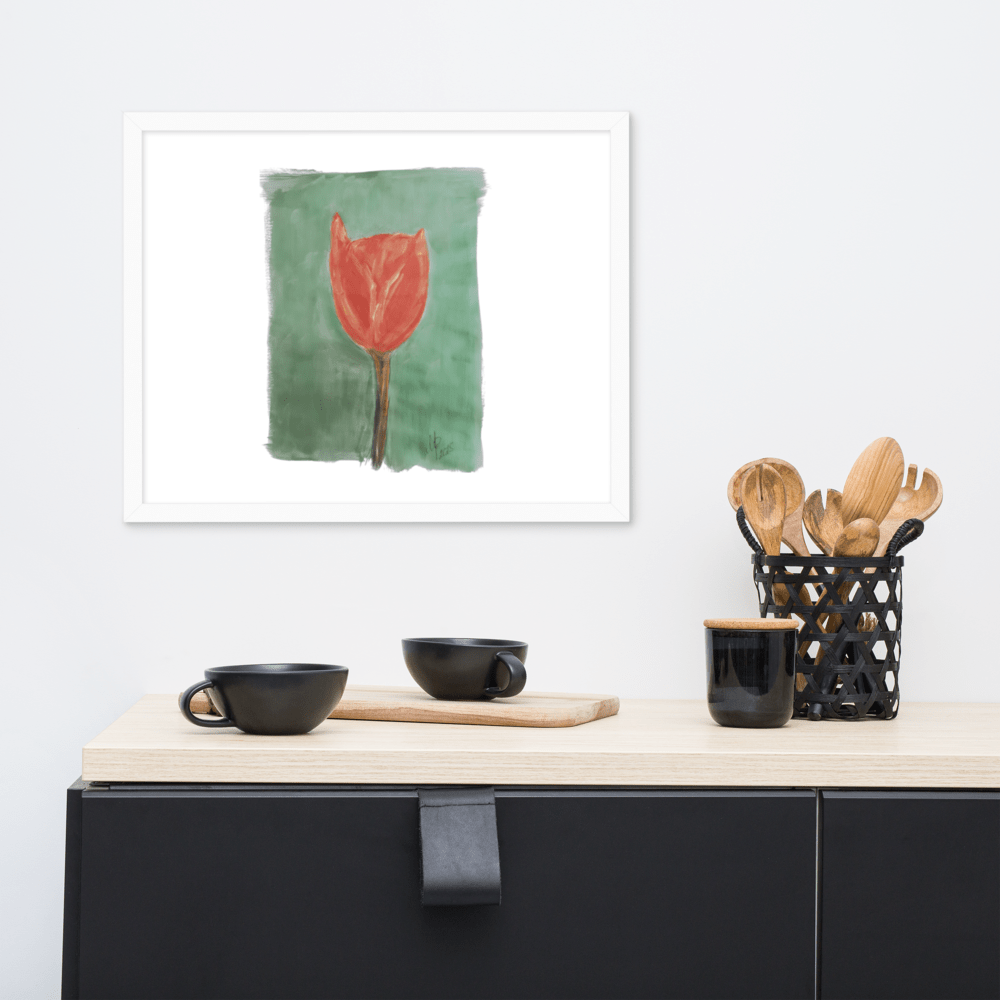 Emerald Tulip Framed Poster | Black Frame | Photo Paper - M.P.Art