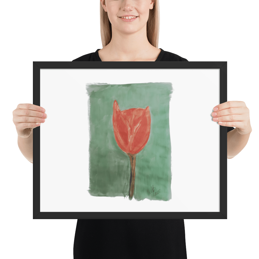 Emerald Tulip Framed Poster | Black Frame | Photo Paper - M.P.Art