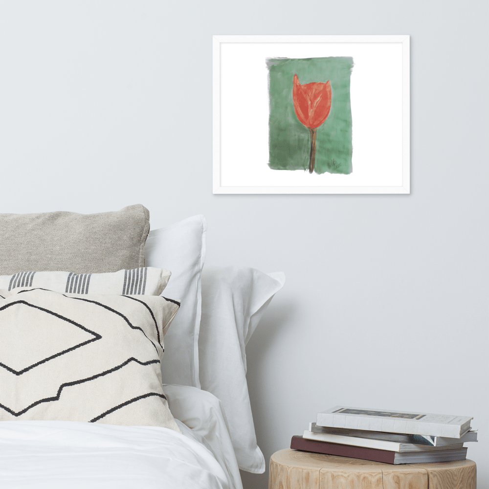 Emerald Tulip Framed Poster | Black Frame | Photo Paper - M.P.Art