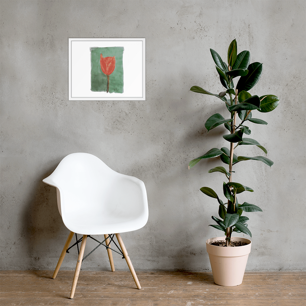 Emerald Tulip Framed Poster | White Frame | Photo Paper - M.P.Art