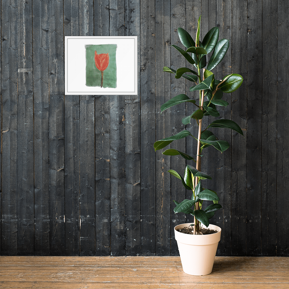 Emerald Tulip Framed Poster | White Frame | Photo Paper - M.P.Art
