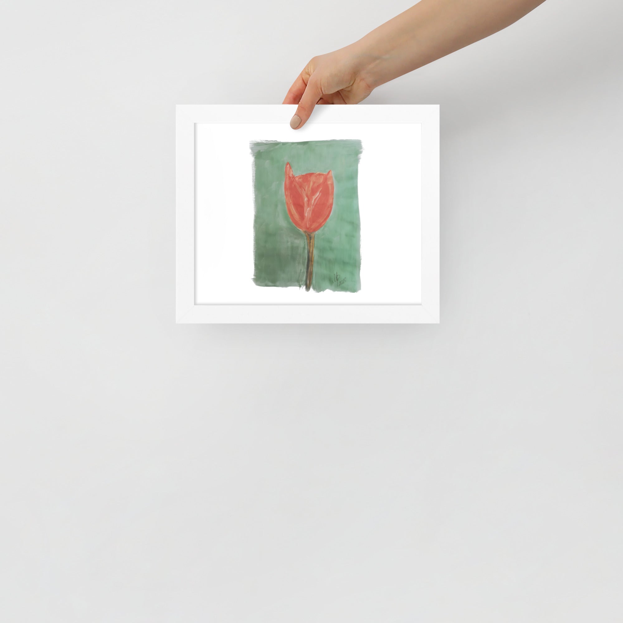Emerald Tulip Framed Poster | White Frame | Photo Paper - M.P.Art