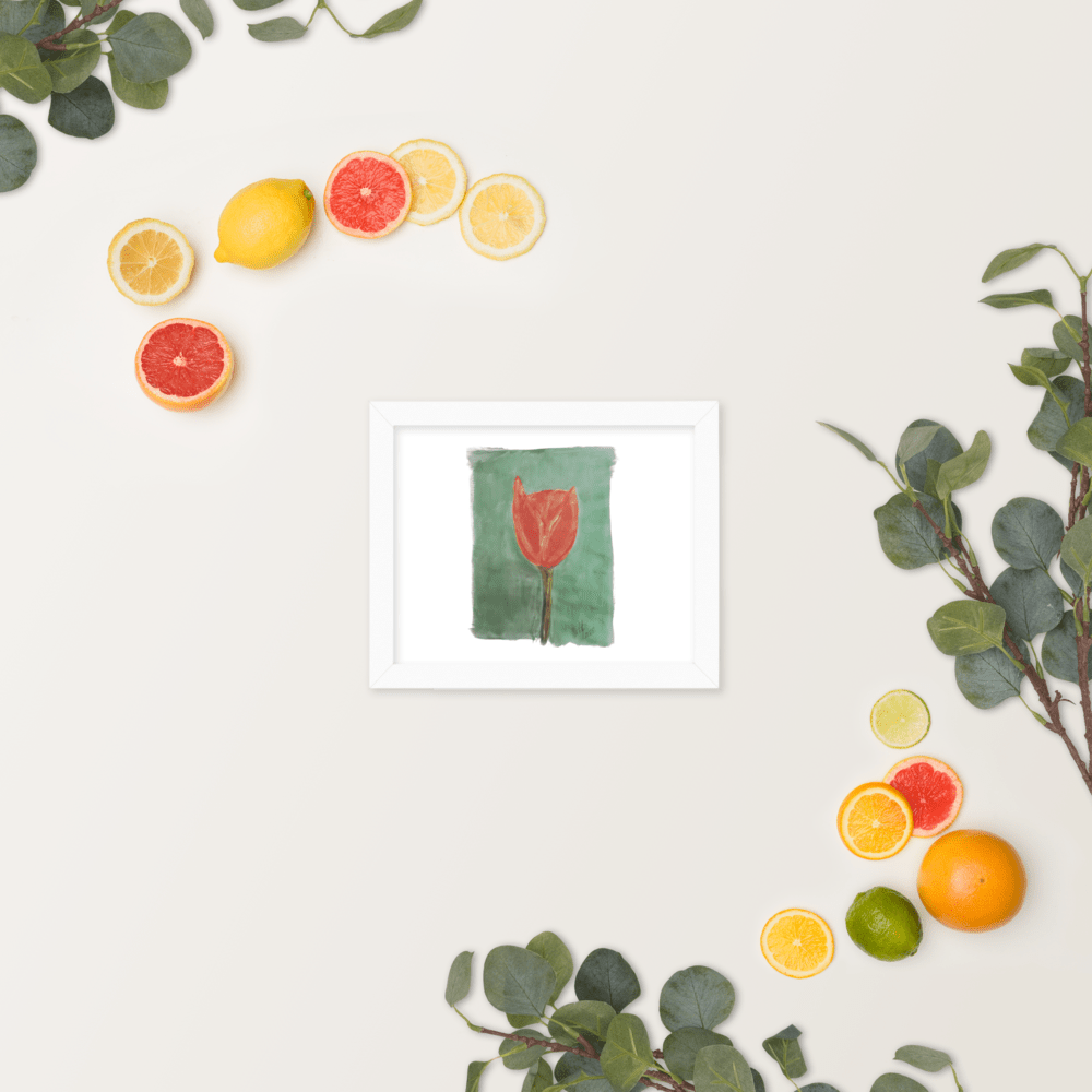 Emerald Tulip Framed Poster | White Frame | Photo Paper - M.P.Art