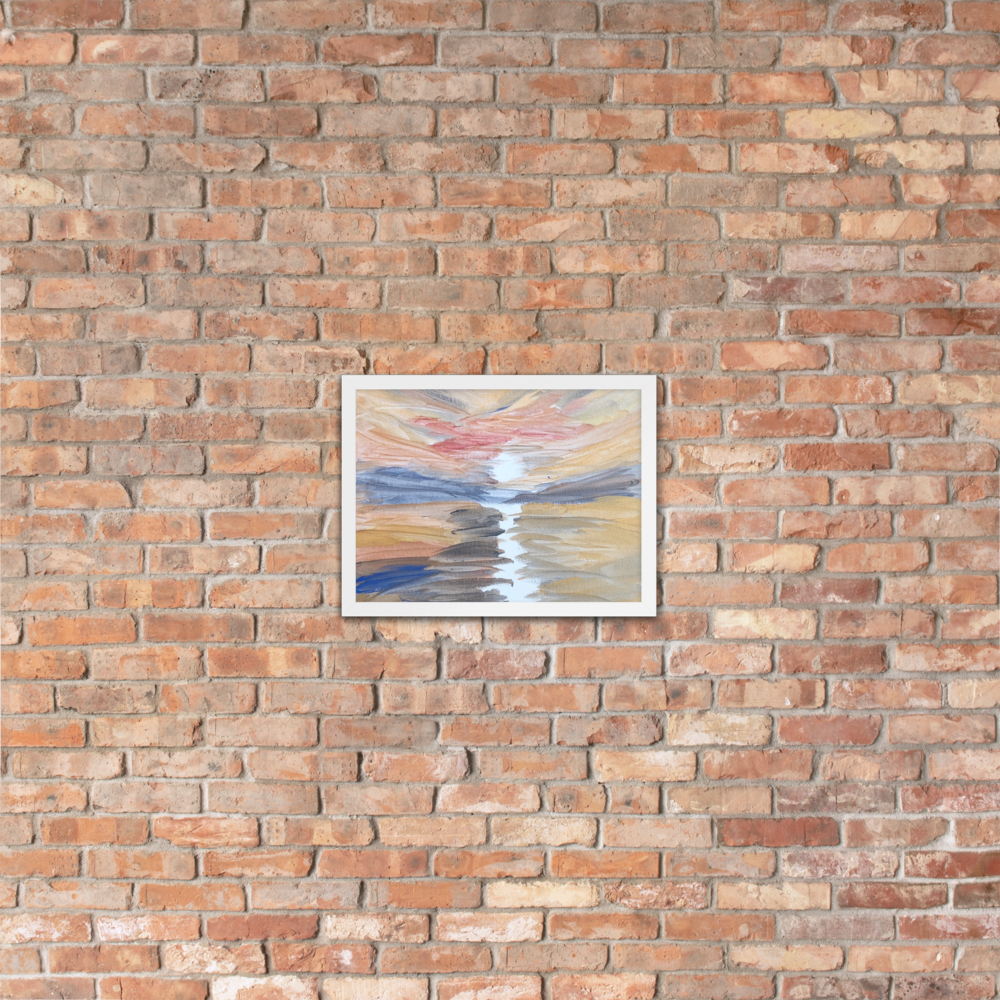 Framed matte paper poster with printed handpainted artwork in white frame 30x40 cm - lifestyle wall display
