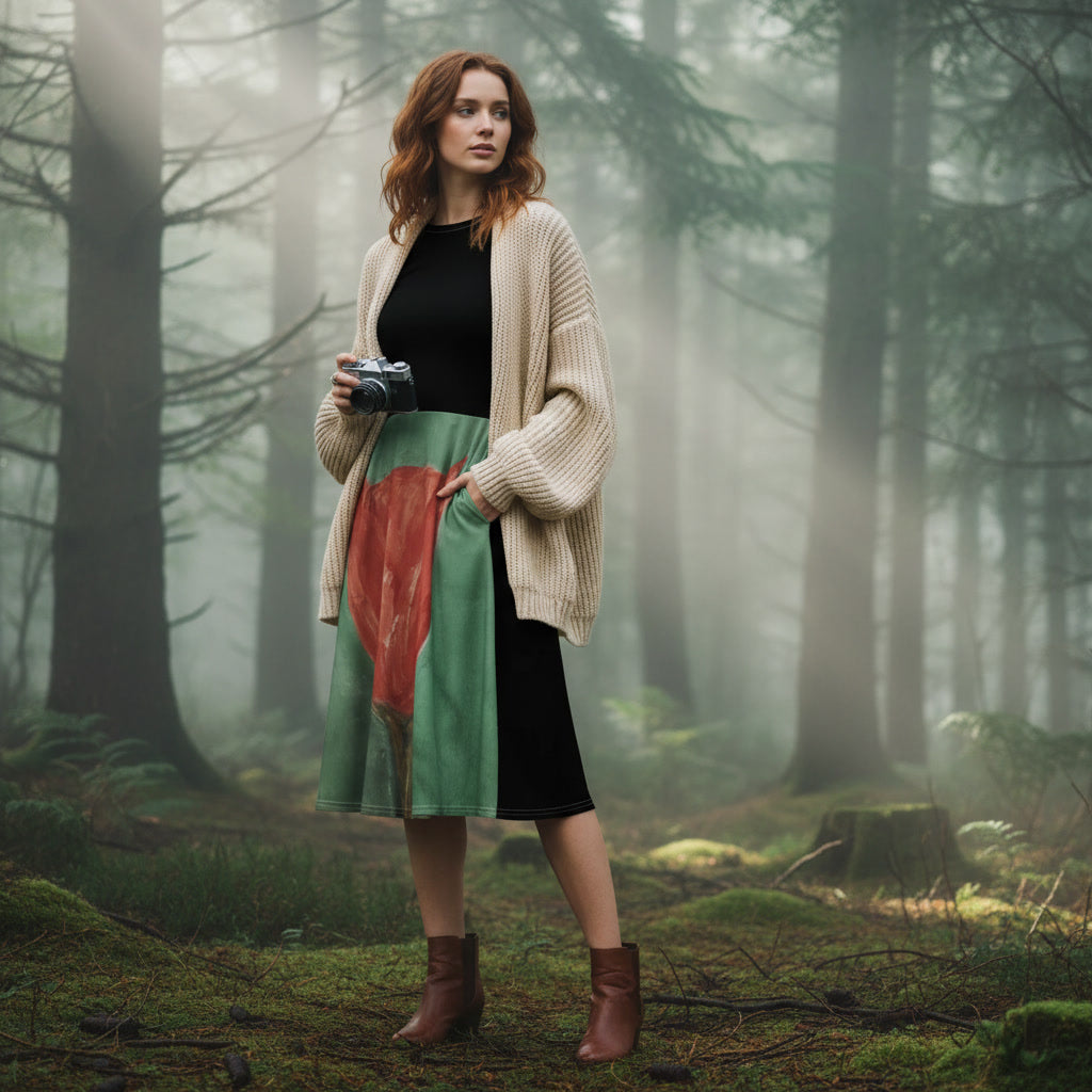 Langärmliges Midikleid mit Allover-Print