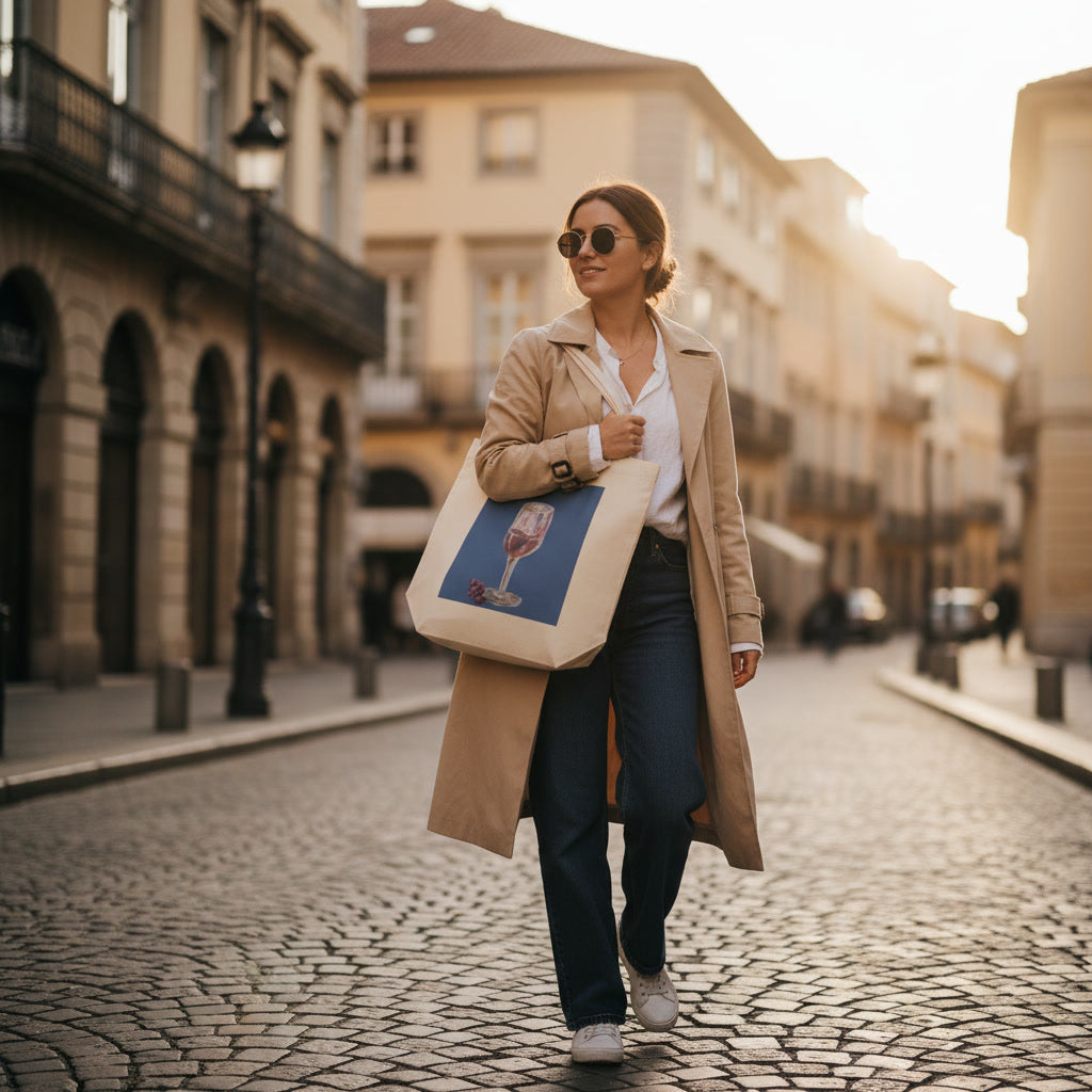 Öko-Tragetasche mit handbemalten Motiven