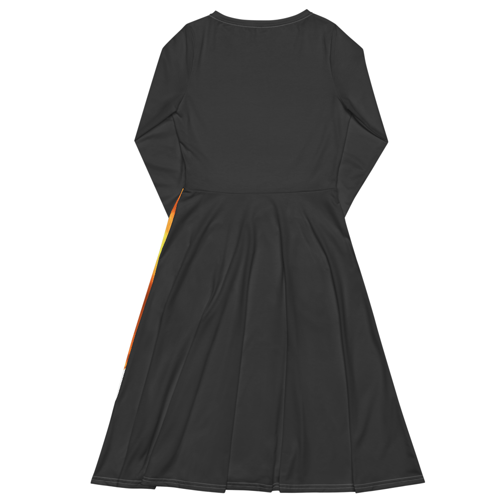 Golden Flame | Long Sleeve Midi Dress - M.P.Art