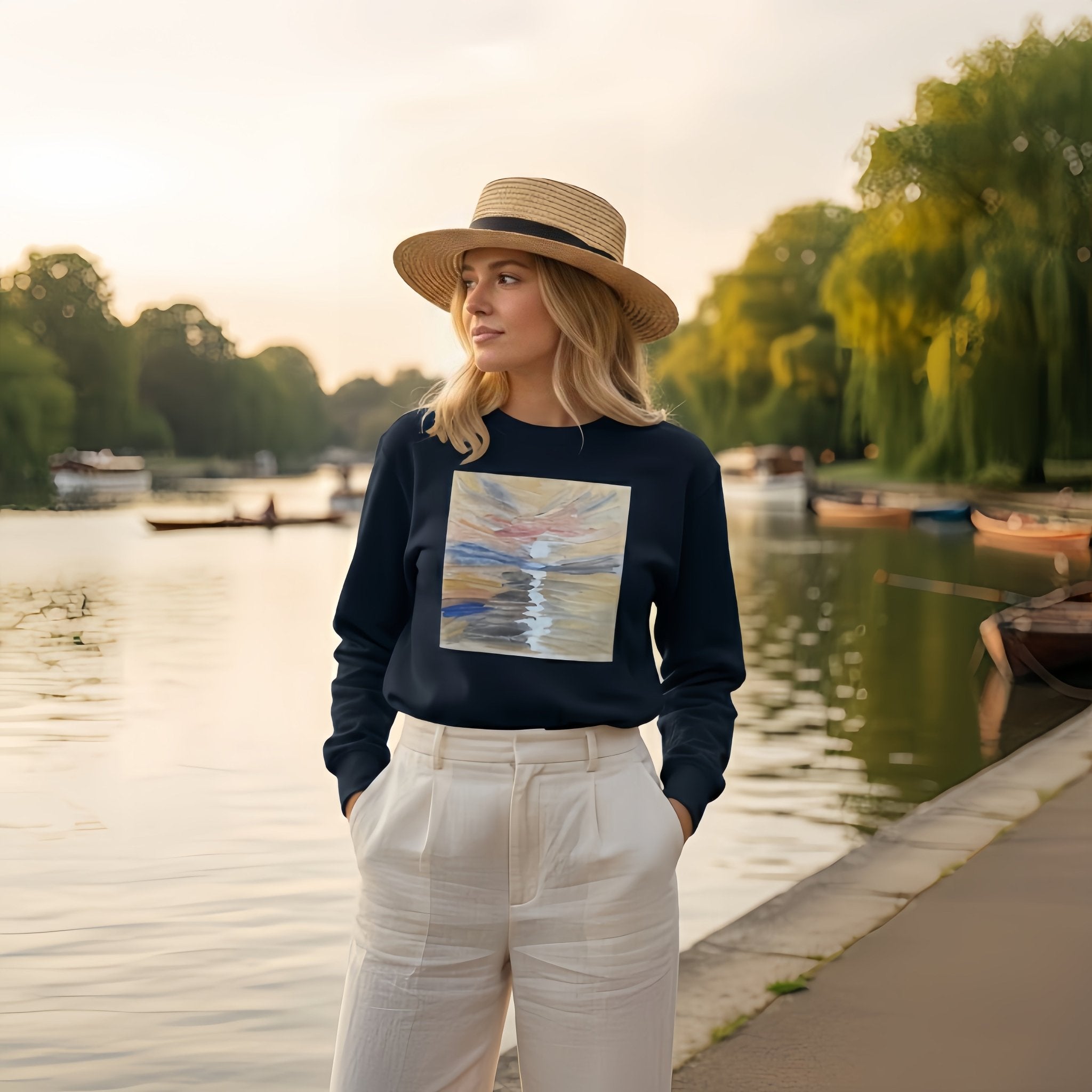 Golden Hour Premium Sweatshirt | Unisex Printed Handpainted Art - M.P.Art