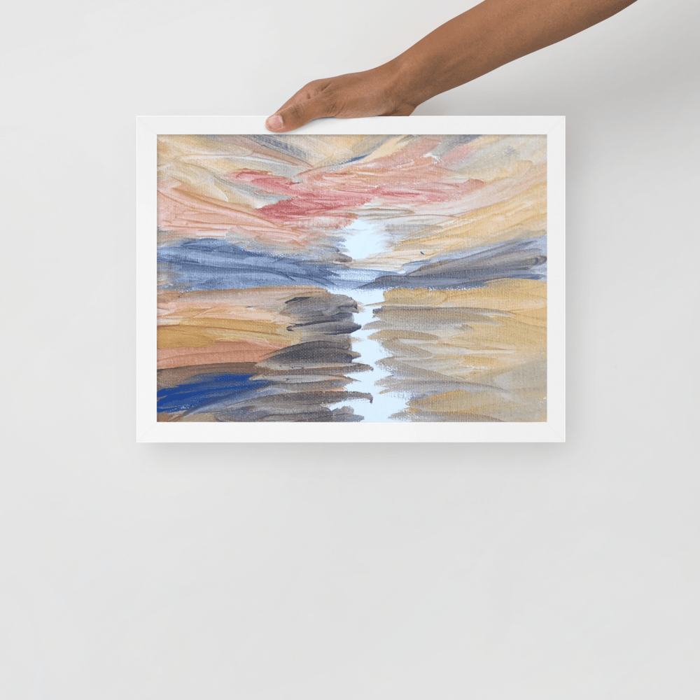 Golden Sunset Framed Poster | White Frame | Turner - Inspired Art - M.P.Art