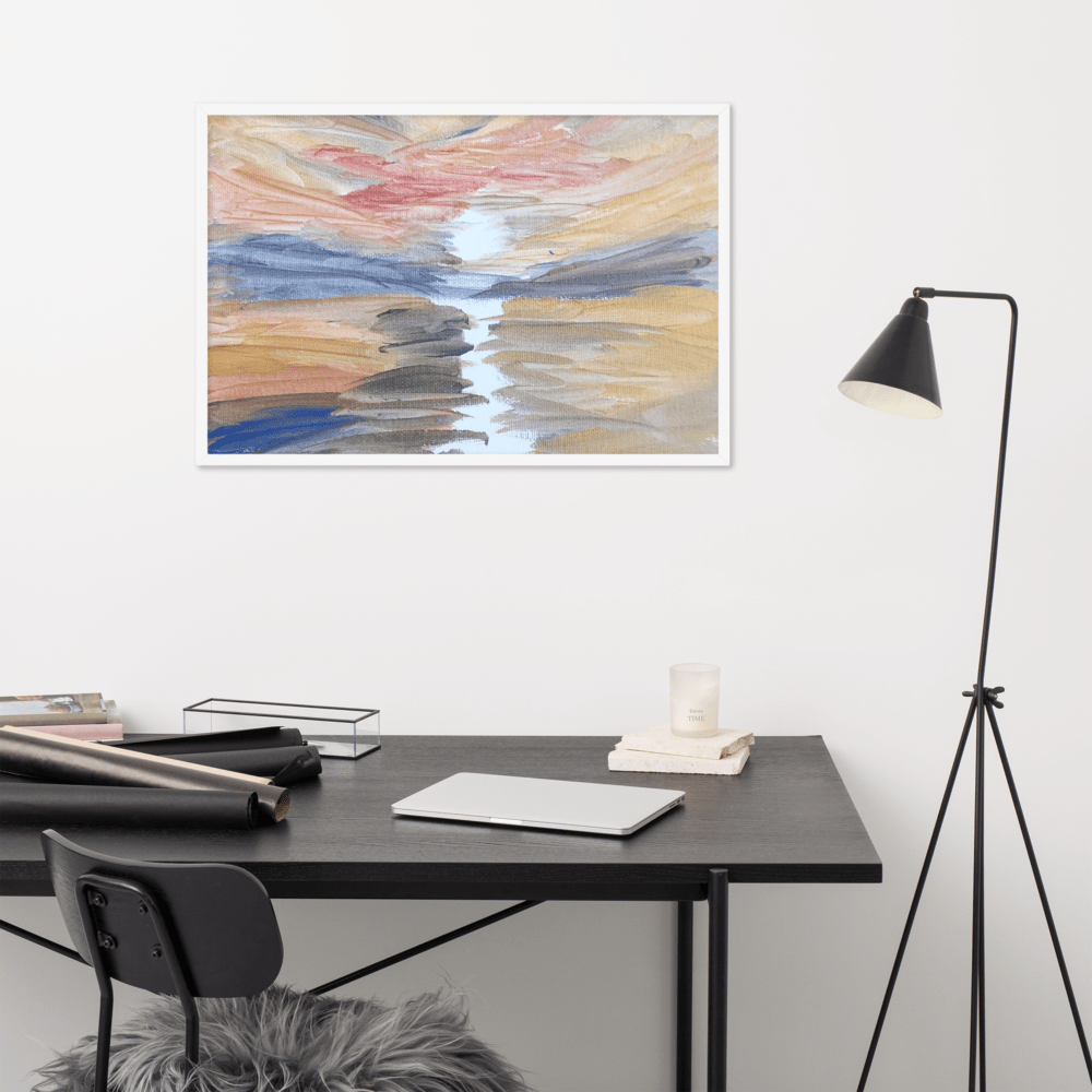 Golden Sunset Framed Poster | White Frame | Turner - Inspired Art - M.P.Art