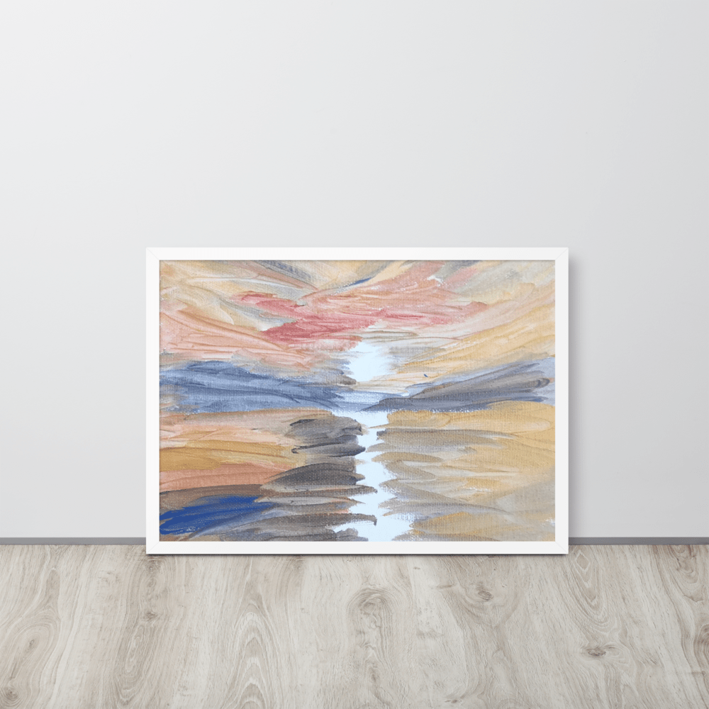 Golden Sunset Framed Poster | White Frame | Turner - Inspired Art - M.P.Art
