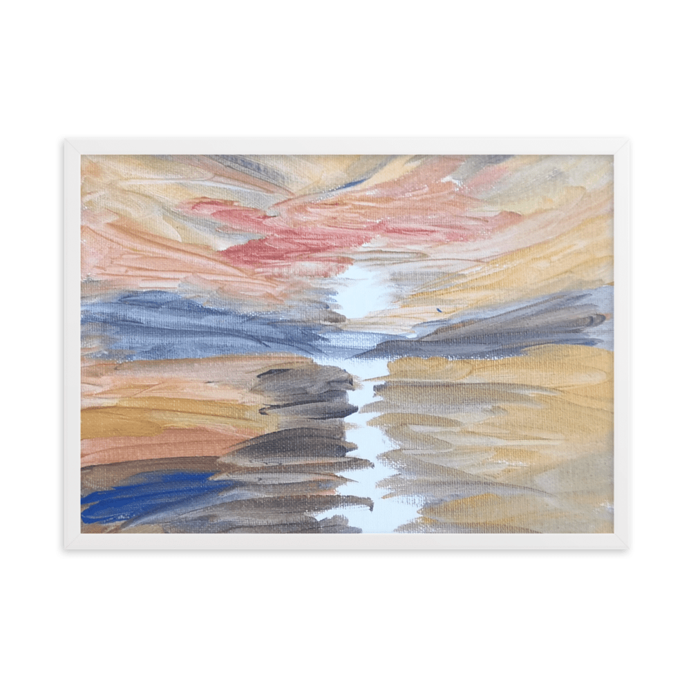 Golden Sunset Framed Poster | White Frame | Turner - Inspired Art - M.P.Art