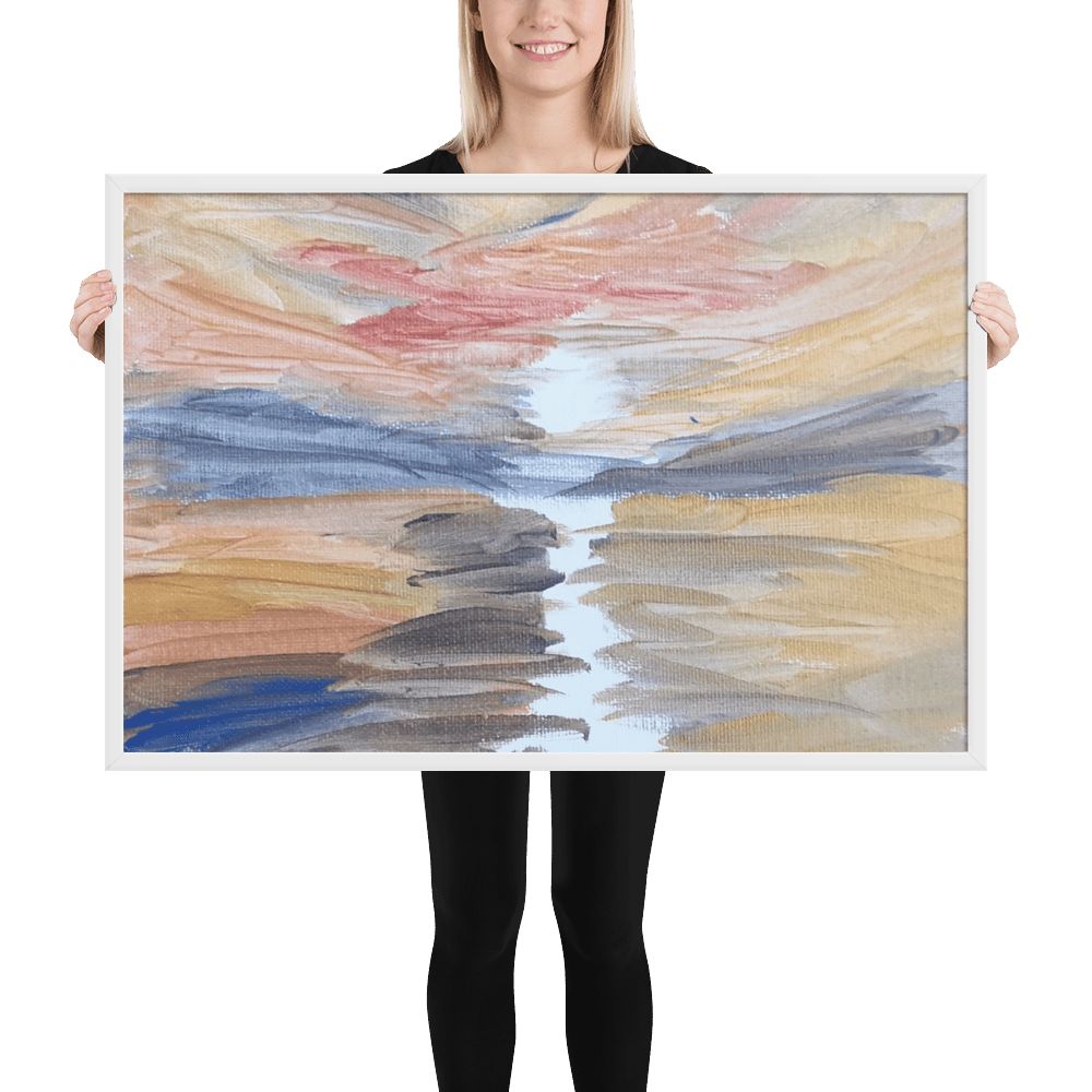 Golden Sunset Framed Poster | White Frame | Turner - Inspired Art - M.P.Art