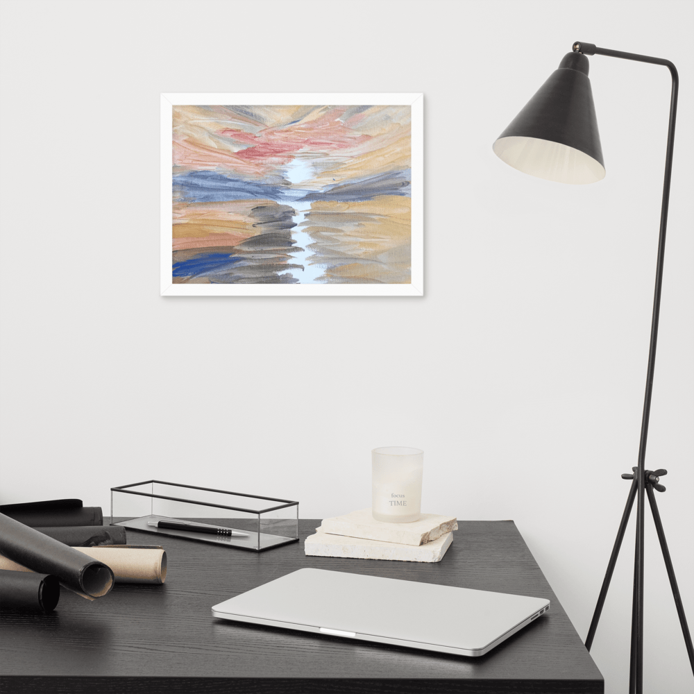 Golden Sunset Framed Poster | White Frame | Turner - Inspired Art - M.P.Art