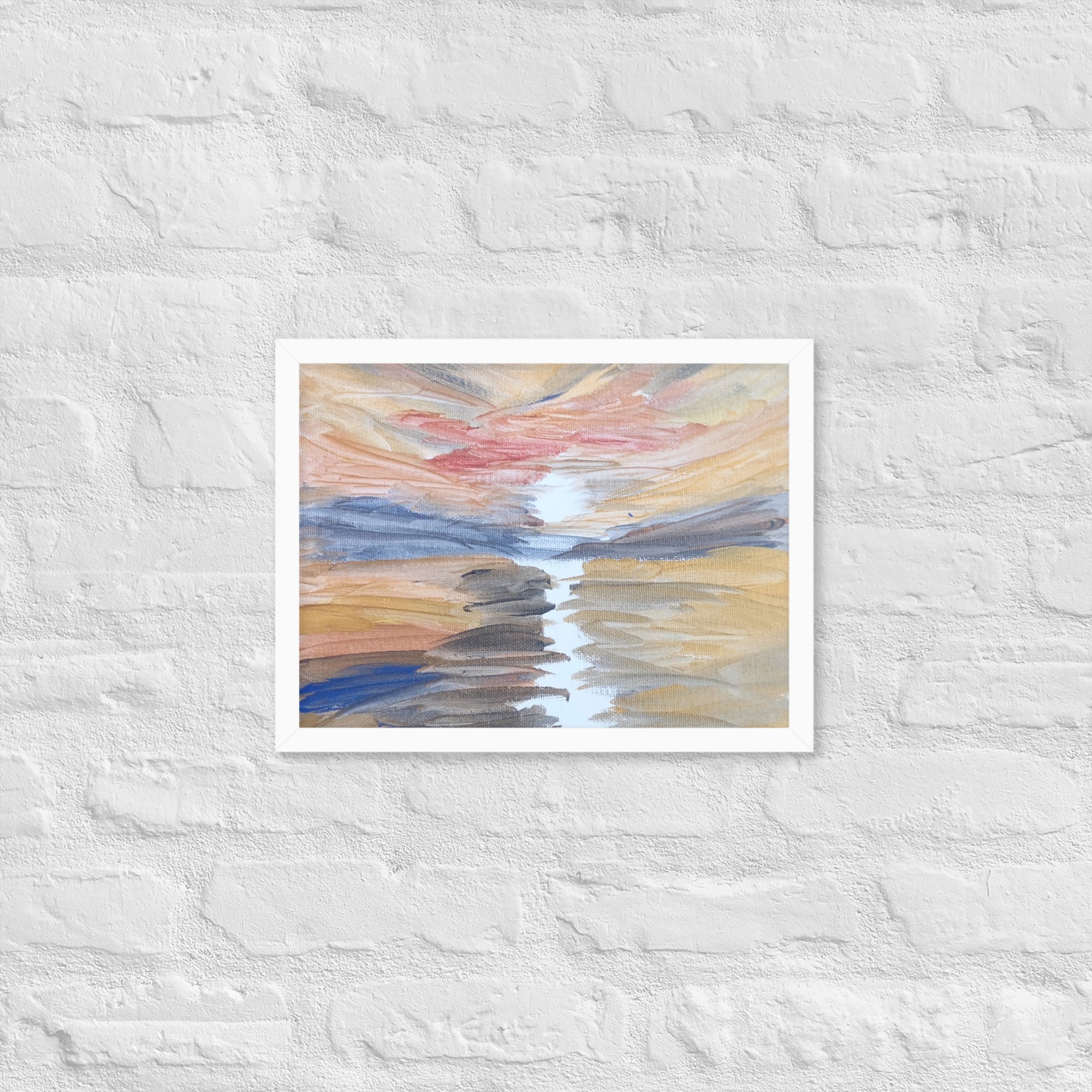 Golden Sunset Framed Poster | White Frame | Turner - Inspired Art - M.P.Art