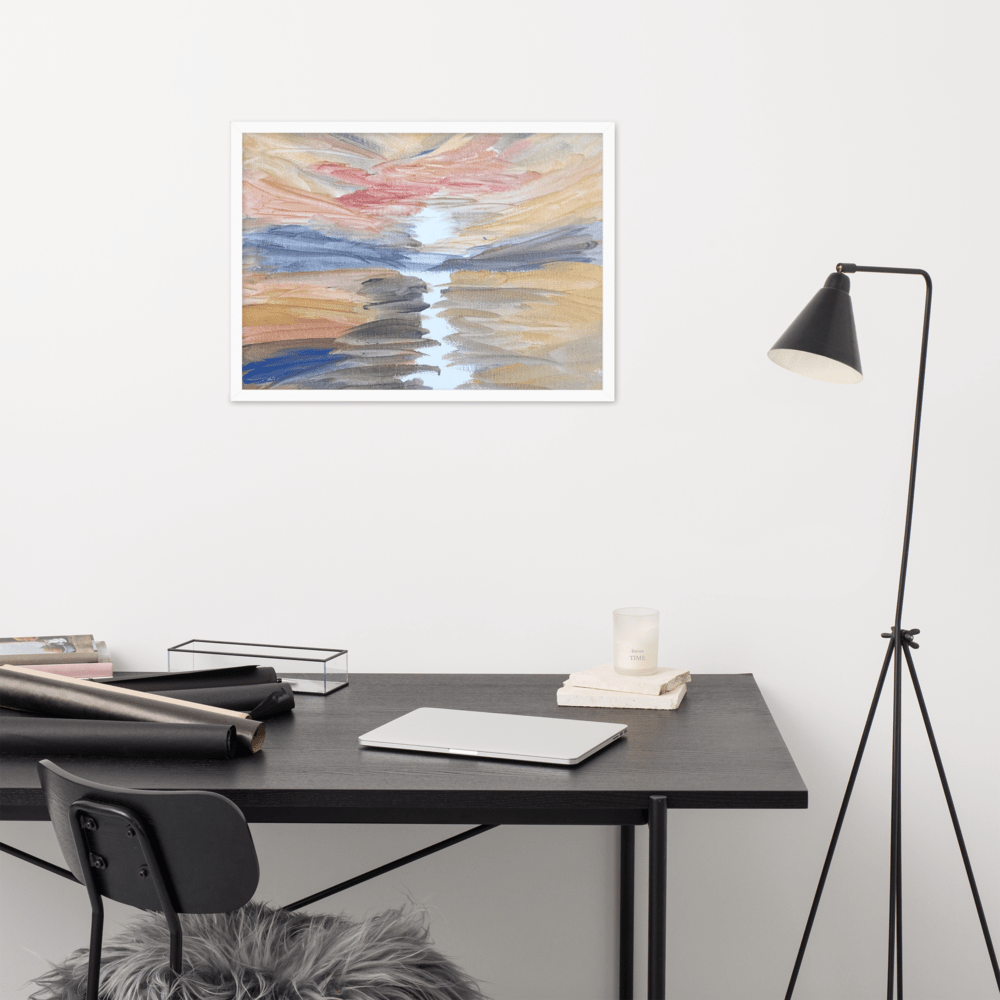 Golden Sunset Framed Poster | White Frame | Turner - Inspired Art - M.P.Art