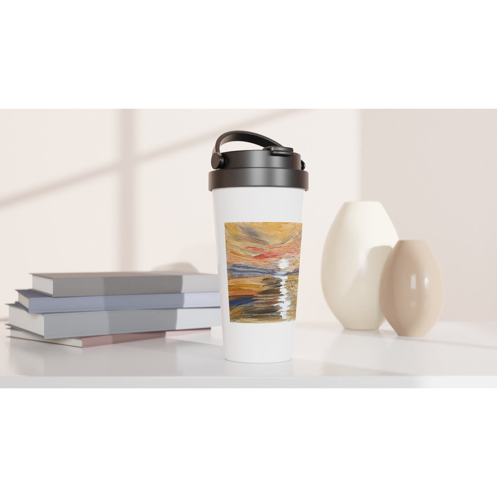 Golden Sunset Travel Mug | 15oz Stainless Steel with Handpainted Art - M.P.Art