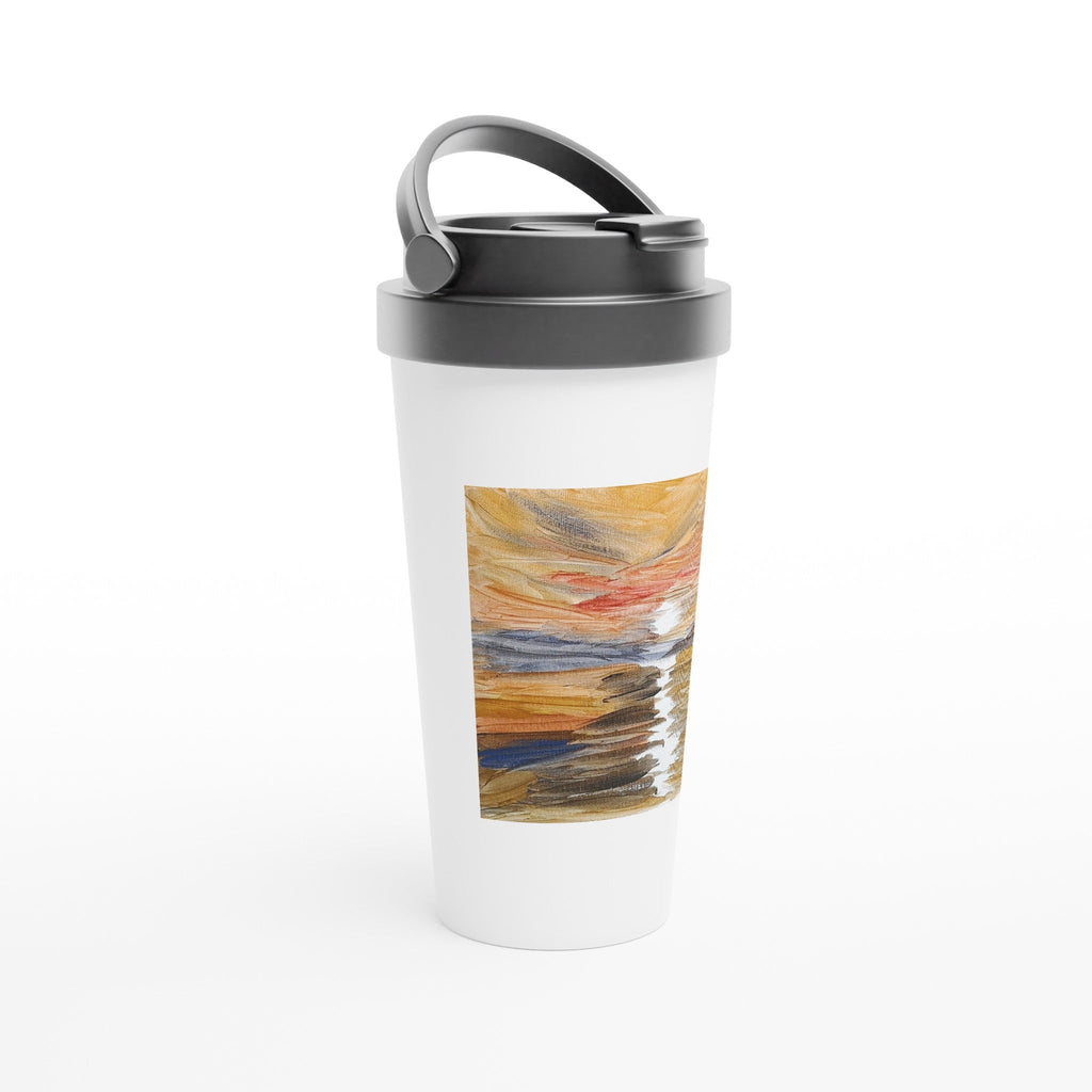 Golden Sunset Travel Mug | 15oz Stainless Steel with Handpainted Art - M.P.Art