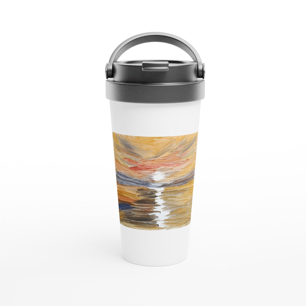 Golden Sunset Travel Mug | 15oz Stainless Steel with Handpainted Art - M.P.Art