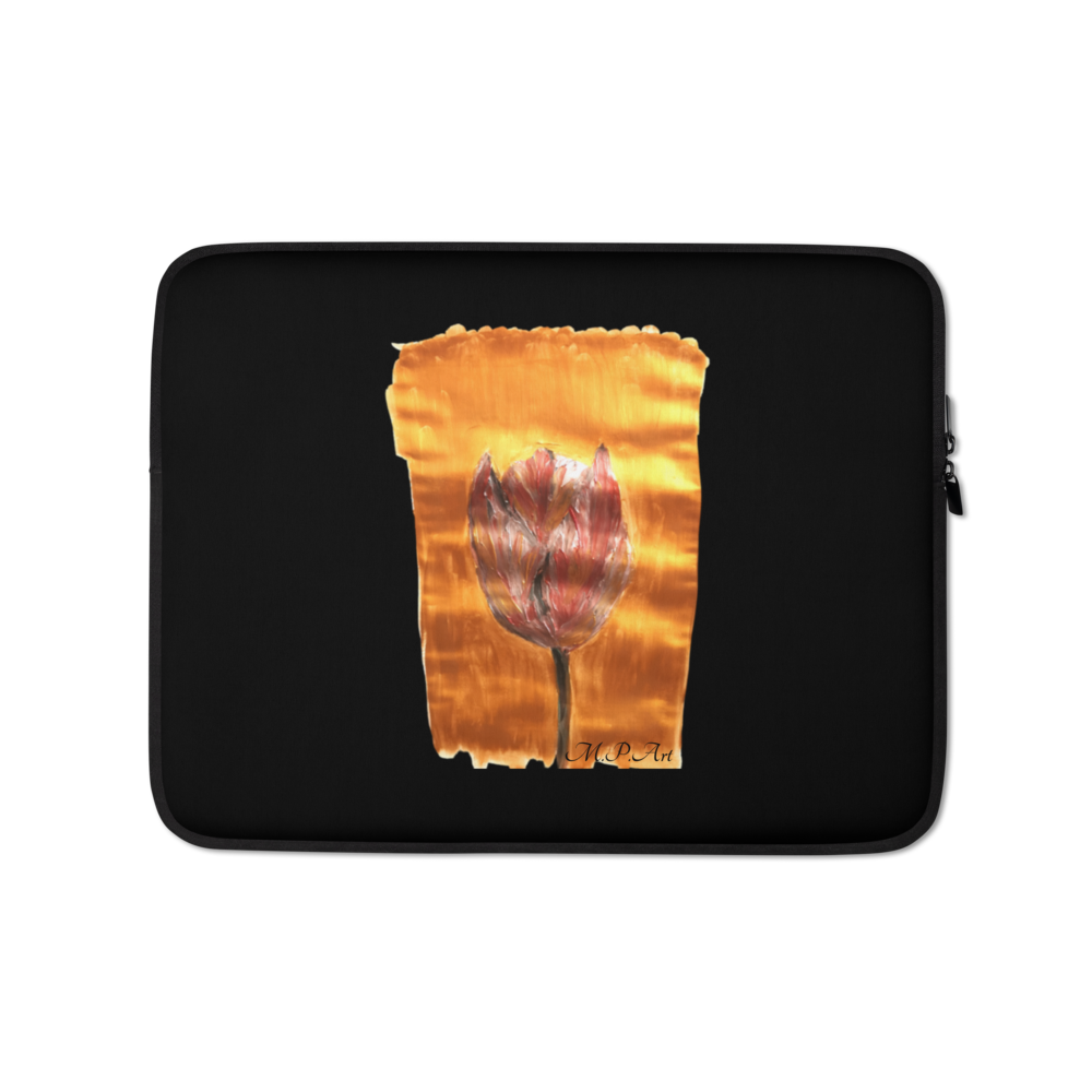 Laptop sleeve 13 inch with printed handpainted artwork - front detail
