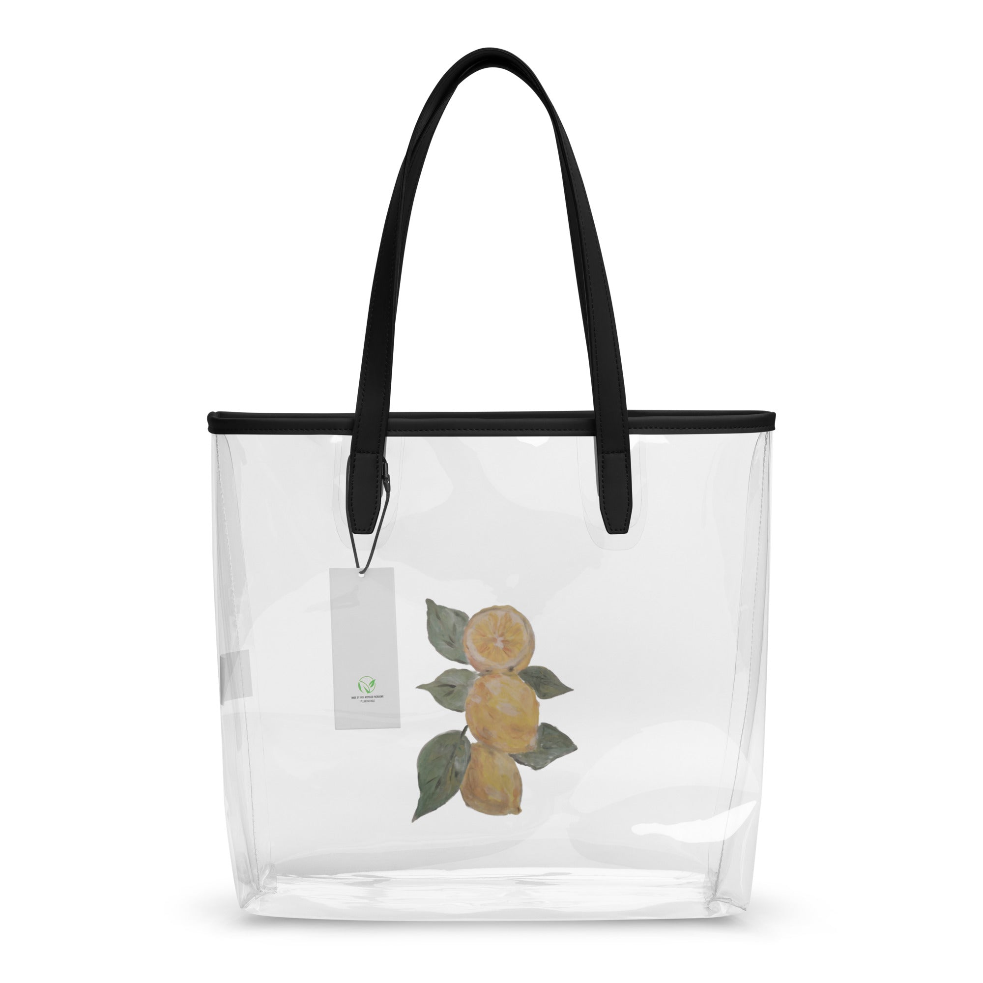 Lemon Fresh Clear Tote | Printed Handpainted Art - M.P.Art