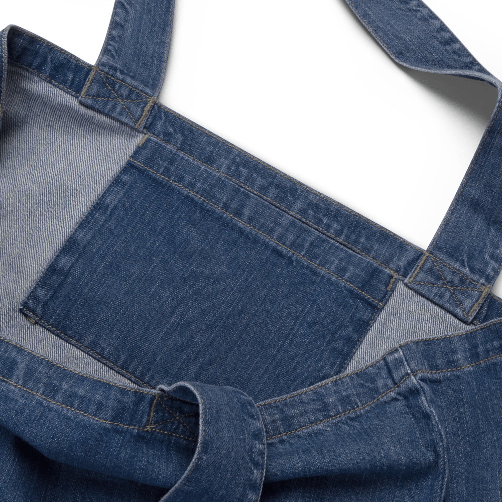 Lemon Fresh Organic Denim Tote | Printed Handpainted Art - M.P.Art