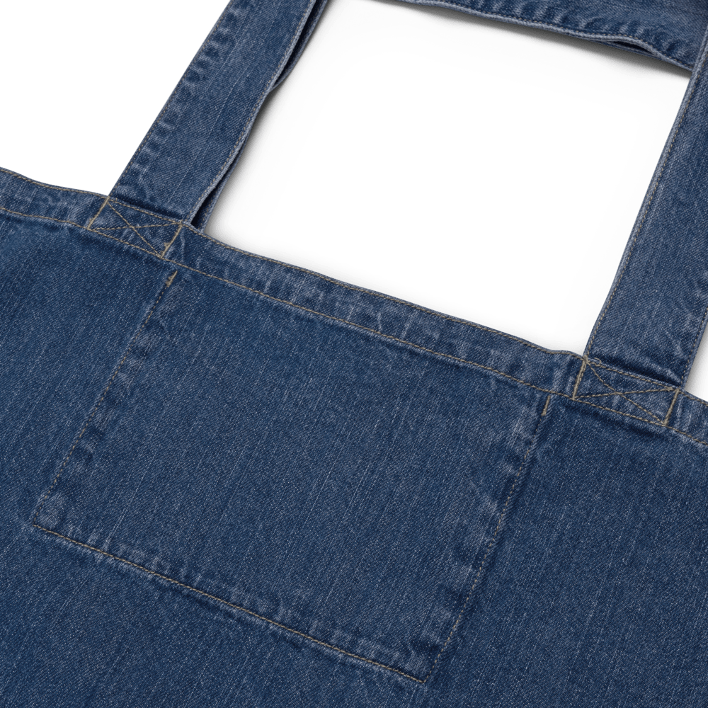 Lemon Fresh Organic Denim Tote | Printed Handpainted Art - M.P.Art