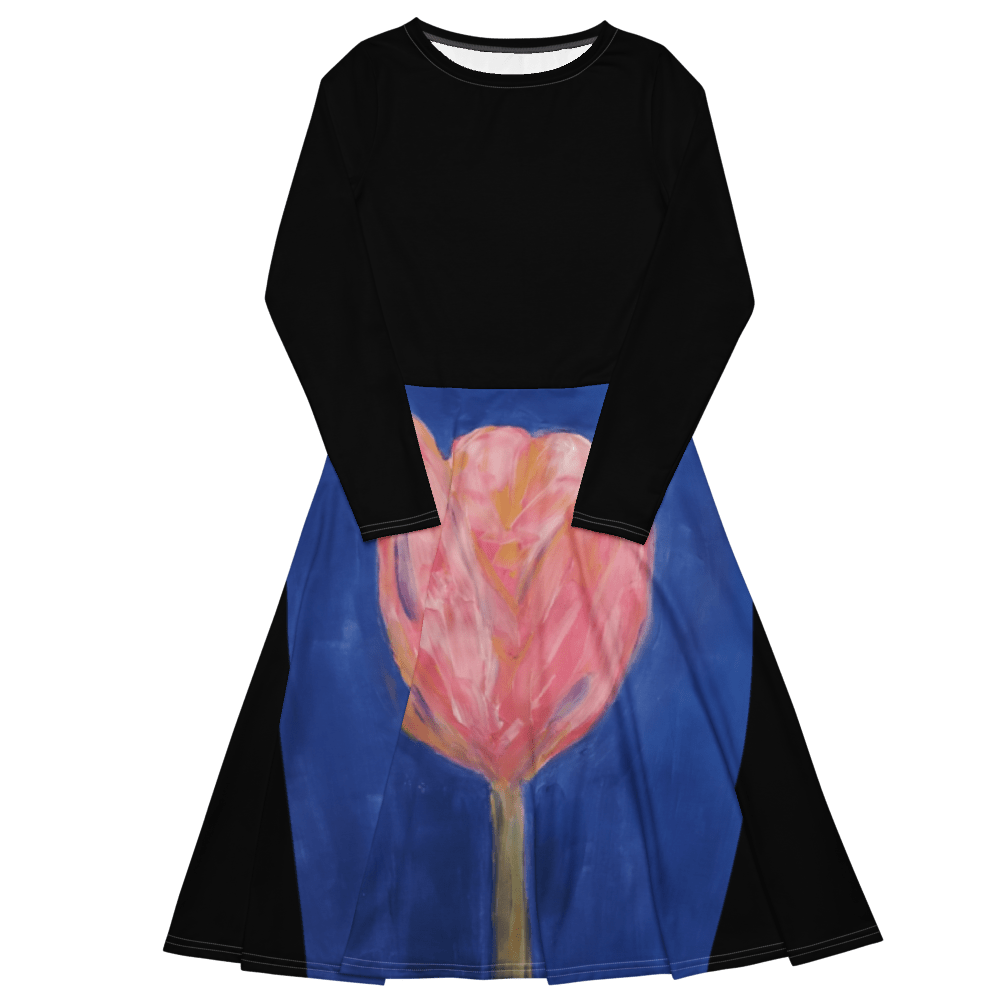 Midnight Tulip | Long Sleeve Midi Dress - M.P.Art