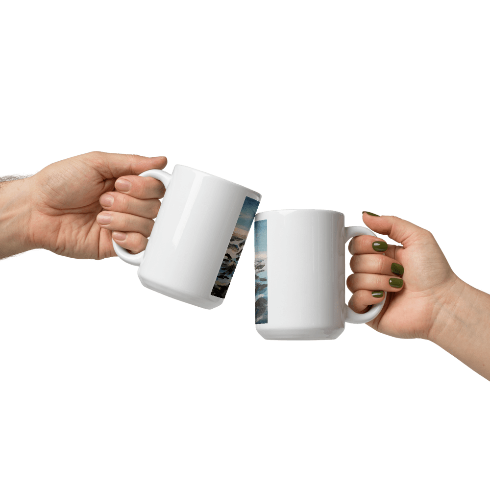 Ocean Waves Glossy Mug | 15oz with Printed Handpainted Art - M.P.Art